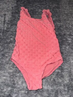 Rachel Zoe Girls Textured Pink One-Piece Swimsuit